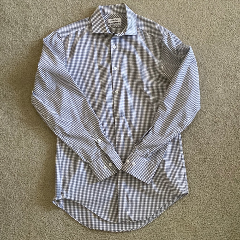 Calvin Klein checkered slim fit long sleeve button down